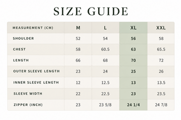 Luvers Shirt size guide
